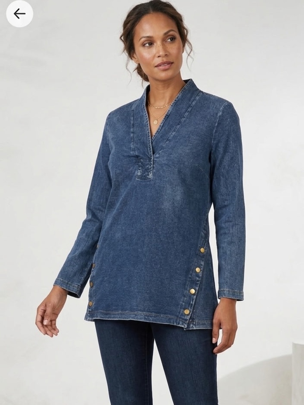 Soft Surroundings Faded Dark Blue Denim Tunic